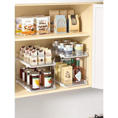 2 Sets Of 2 Tier Multi Purpose Bathroom Under Sink Organizers And Storage Stackable Kitchen Pantry Organization Pull Out Medicine Cabinet Organizer With 8 Movable Dividers
