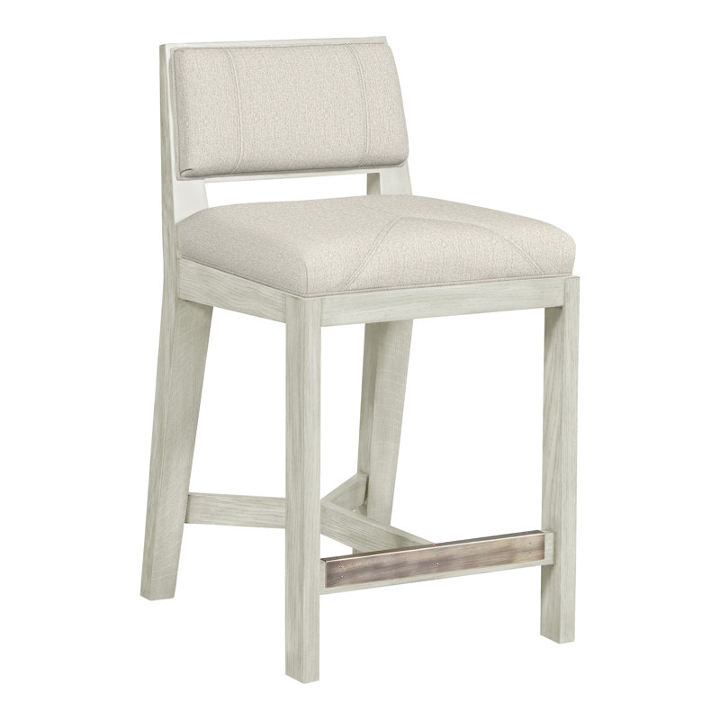 Scoville By Thom Filicia Upholstered Counter Stool with Solid Wood Frame, Wrenn, Chenille Crypton® neige Nomad