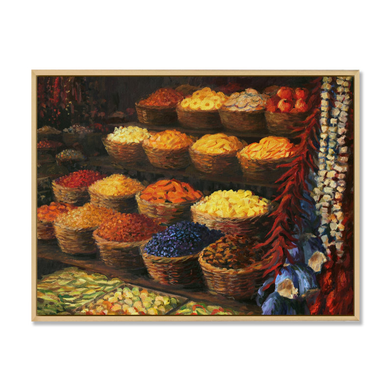 Palette de l'Orient - reproduction sur toile, H 8 po x l 12 po x P 1 po, Cadre flottant brun