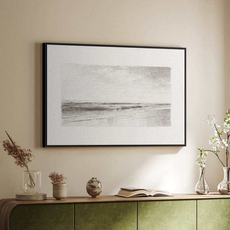 Croquis rétro-LVI, H 17 po x l 25 po x P 2 po, Toile avec cadre flottant noir