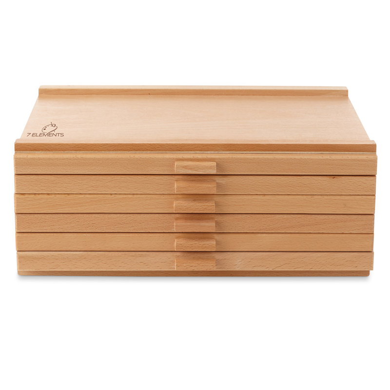 6 Drawer Beechwood Art Supply Storage Box