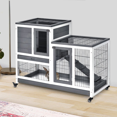 Cage à lapin surélevée en bois Pawhut