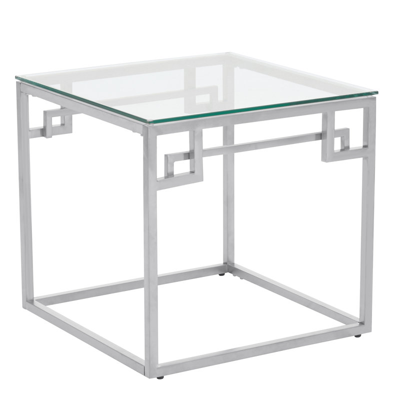 Allure Glass Top End Table, Silver