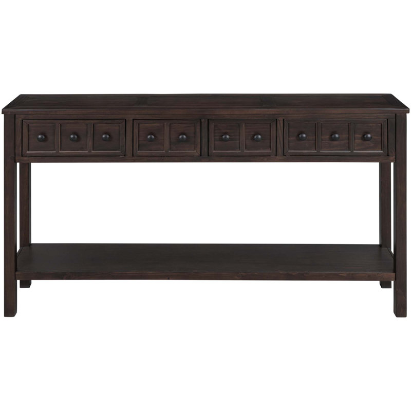 Tarsita Rustic Entryway Console Table Long Sofa Table with Drawers and Bottom Shelf Entryway Table, Espresso Duplicate 2