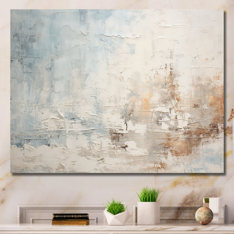 Décoration murale beige bleu océan tempête II - formes abstraites, Toile tendue, H 16 po x l 32 po x P 1 po