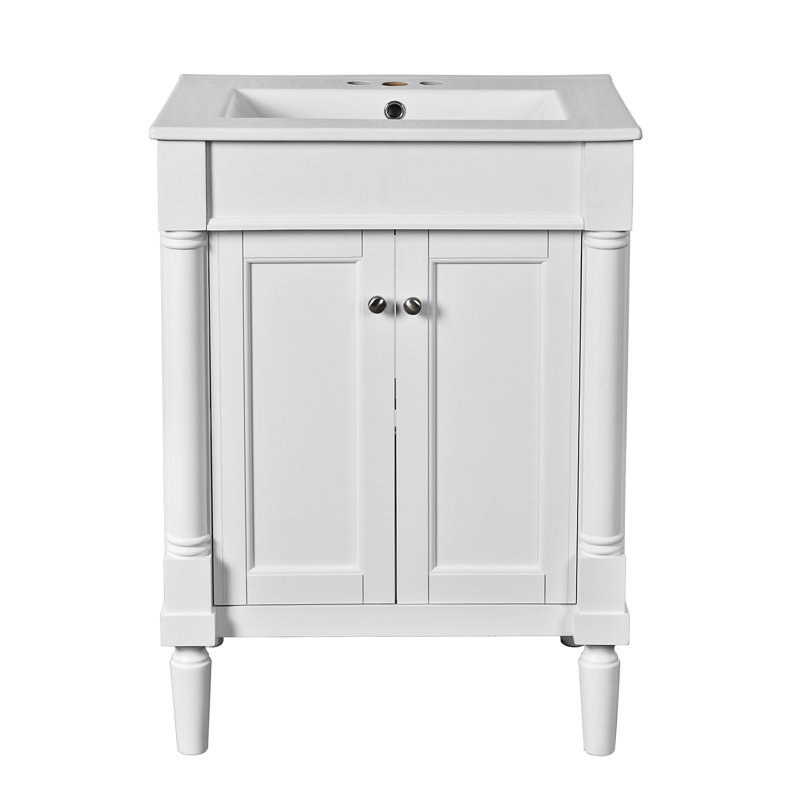 Meuble-lavabo 24 po avec lavabo en céramique, Blanc
