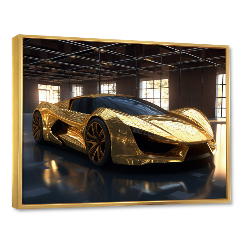 Or et noir emblématiques de voitures légendaires I - art mural voiture exotique, H 34 po x l 44 po x P 1,5 po