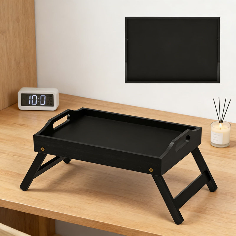 Plateau de lit pliable en bambou avec pieds pliants