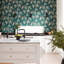 Aucuba Floral Metallic Wallpaper Roll-55619924