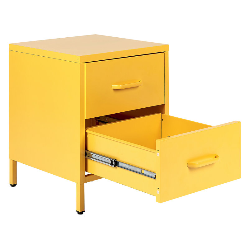 Kymarie 43cm W Steel Bedside Table, Yellow
