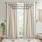 50" Cotton Printed Curtain Panel with Chenille Stripe and Lining-137802763-137802760