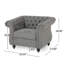  Fauteuil capitonné capitonné avec accoudoirs roulés et garniture cloutée, fauteuil rembourré pour le salon, gris