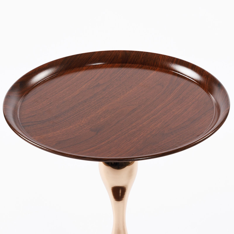 Table d'appoint polyvalente en métal à piédestal, Noyer brun, Noyer brun