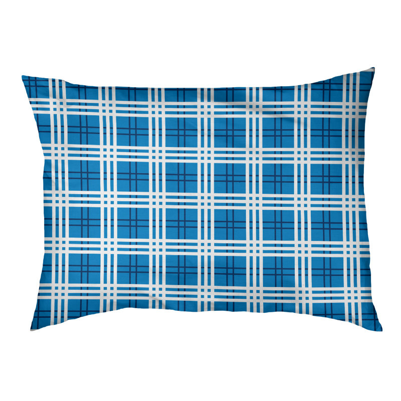 Coussin d’extérieur de luxe Caroline football, Très grand (l 50 po x P 40 po x P 6 po), Powder Blue/Navy Blue/White