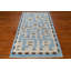 Petit tapis décoratif 3 x 5 po, tapis en laine noué à la main, tapis géométrique crème bleu clair, tapis de labyrinthe scandinave texturé moderne de style indien de luxe
