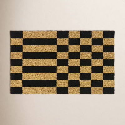 Checkerboard Stripe Geometric Doormat