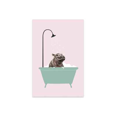 Hippo In Bathtub Print On Acrylic Glass