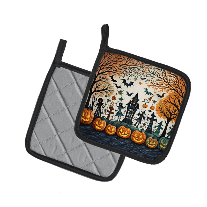 Paire de porte-casseroles Papel Picado Skeletons Spooky Halloween