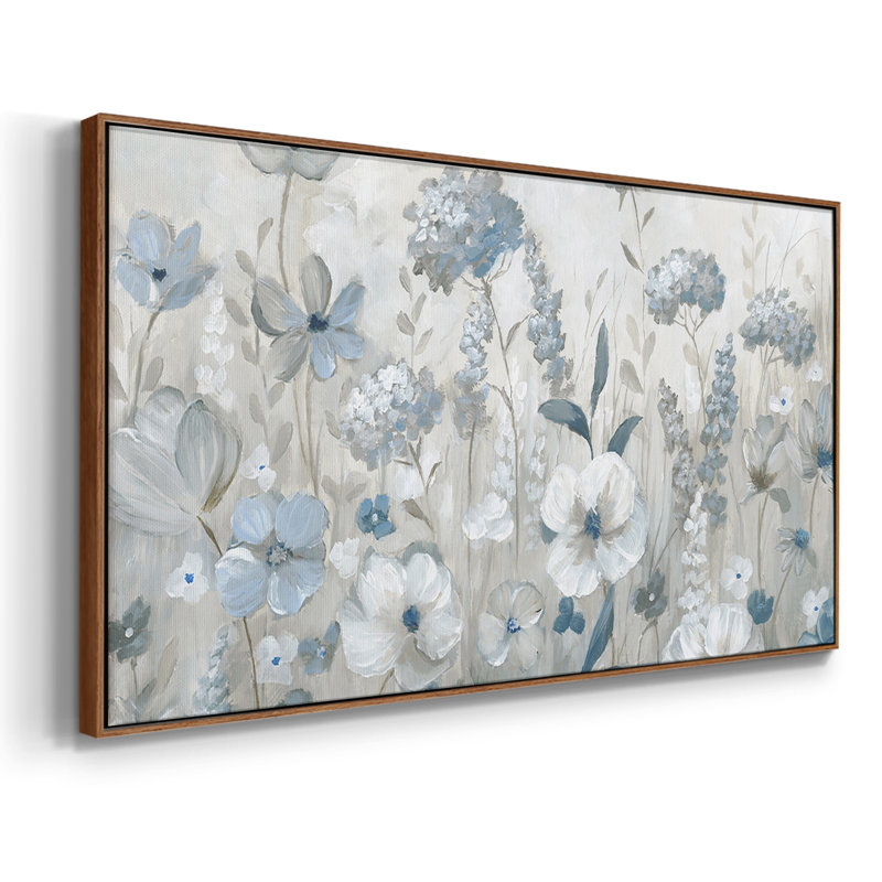 «Cool Blue Field», toile tendue avec châssis encadré, prête à être accrochée, H 21 po x l 41 po, Blanc