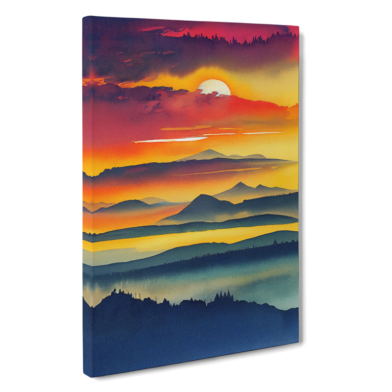 XV1022-4314X Sunset Mountain No.4 - Print, No Matte, Wrapped Canvas, 50cm H x 35cm W