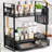 2-Tier Metal Mesh Bathroom Organizer with Drawer, Countertop Storage Shelf with Basket Hooks for Bathroom Sink Vanity and Kitchen Spice Organization
