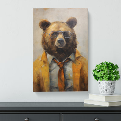 Bear With Glasses Painting - No Frame Print