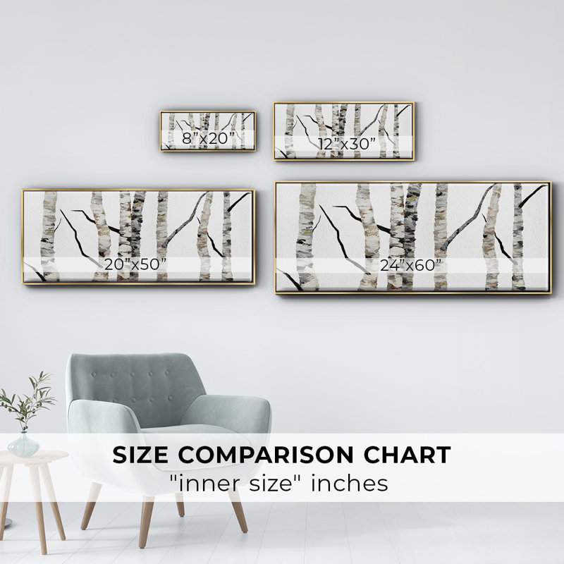 Birch Trees II- Framed Canvas, 20" H x 50" W