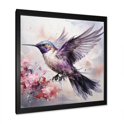Colibri gris flottant Blooms III - Colibri, art mural animal