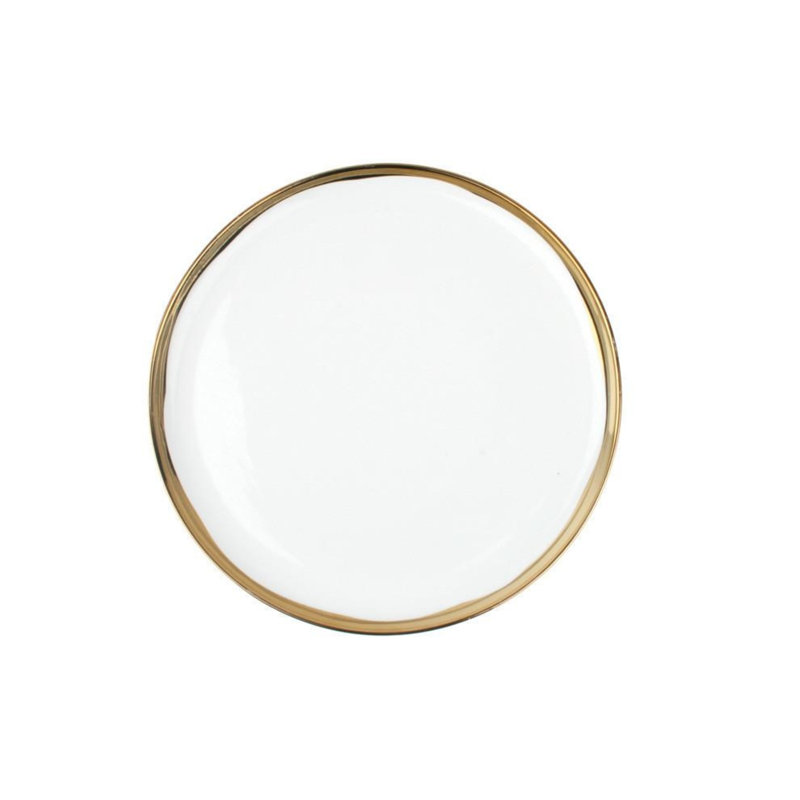 Assiette plate Canvas Home Dauville, Glacis blanc/or