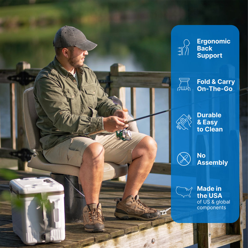 Brown Portable Folding Plastic Boat Chair with Back Support