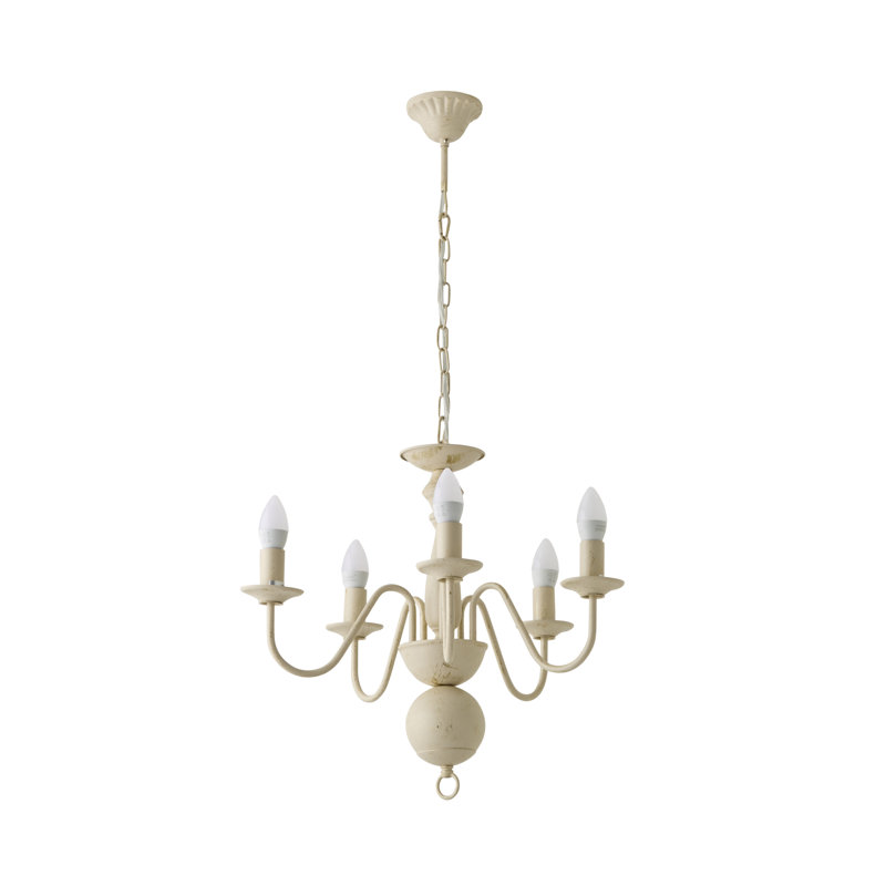 Eshelman 5 - Light Candle Style Chandelier, Not Included, Distressed White