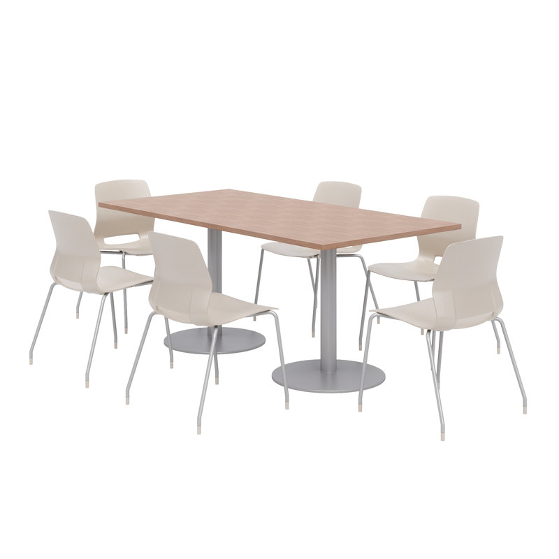 Ensemble de table de salle à manger rectangulaire 72 "et chaise, Corail, Rivière cerise