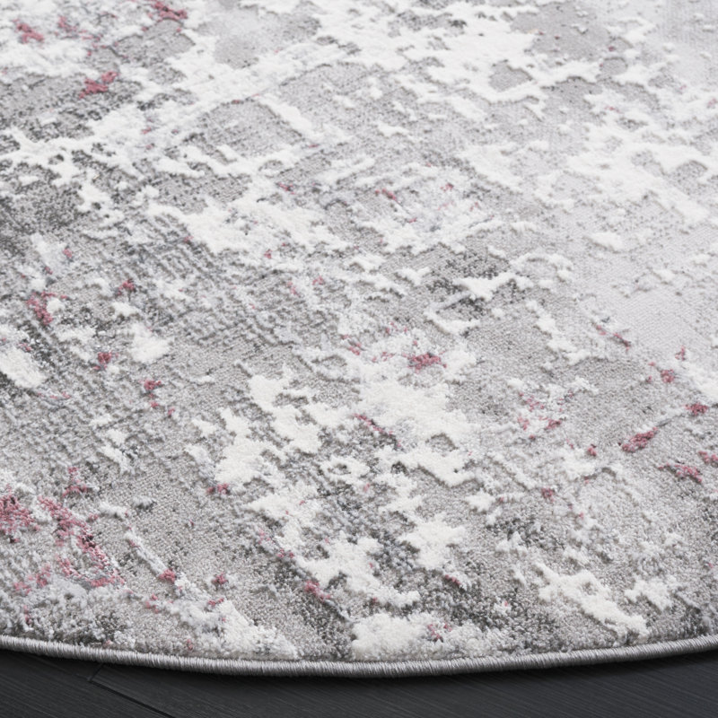 Nevels Vogue 152 Area Rug In Purple / Gray, Round 6'7"