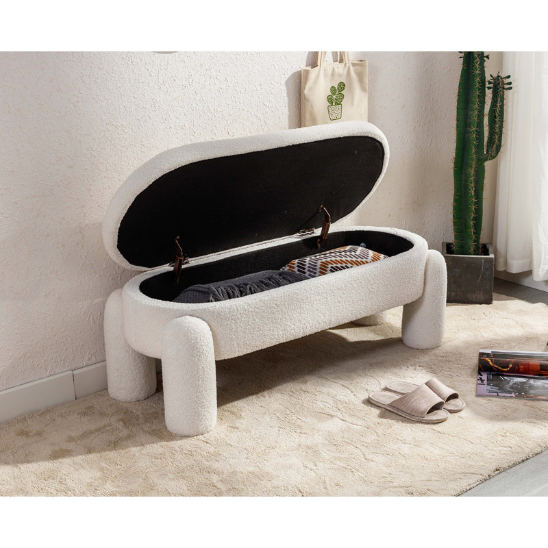 Banc de rangement Lolanda, Polyester blanc