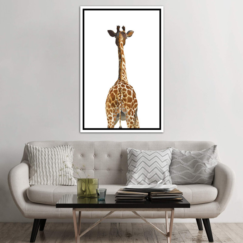 Art girafe bout à bout, Papier avec cadre blanc, H 24 po x l 16 po x P 1 po