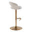 Tabouret de bar réglable en métal doré et tissu avoine avec repose-pieds arrondi en T - ensemble de 2-610483638