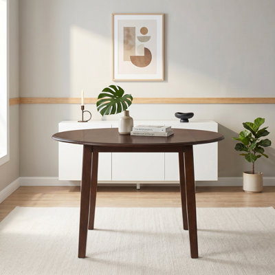 Table de salle à manger brune pliable ronde de style Mid-Century compacte pouvant accueillir de 2 à 4 personnes
