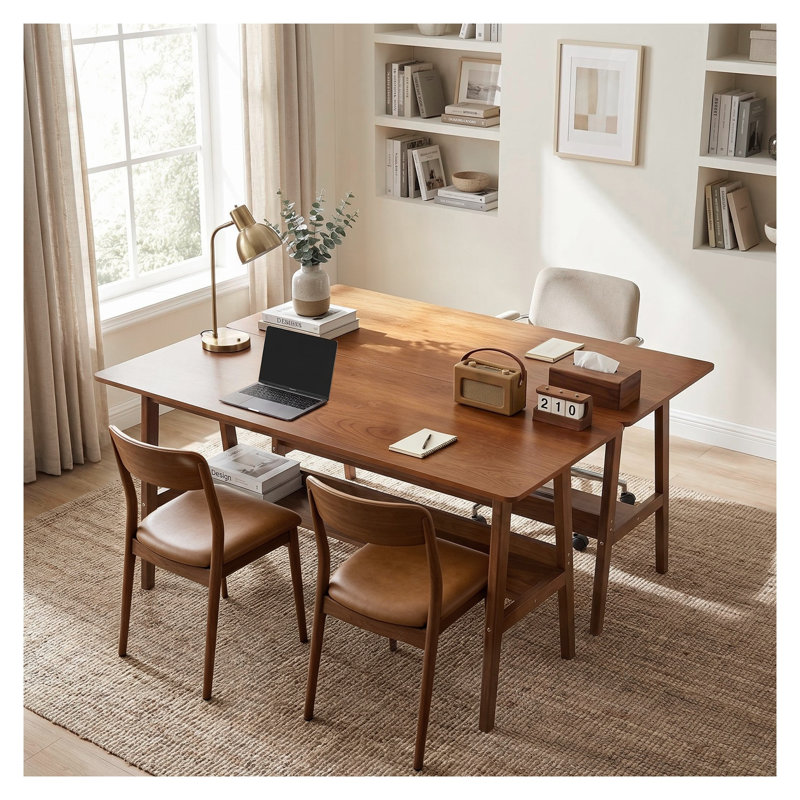 Bureau d'ordinateur 63 po moderne en bois massif avec panneau de fibres à densité moyenne 63 po