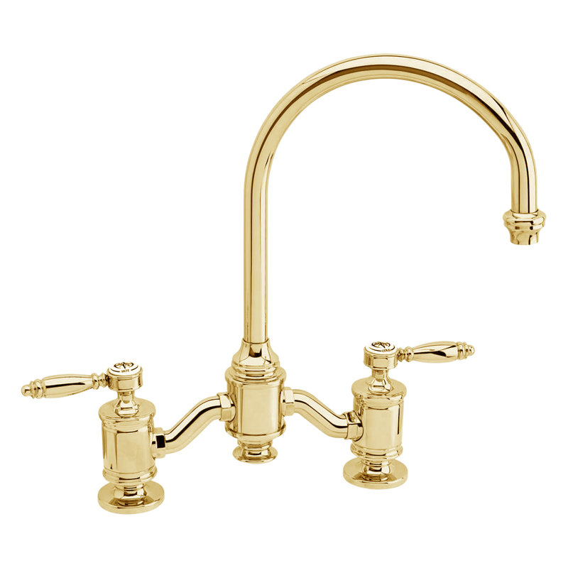 Hampton Bridge Faucet - Lever Handles, Satin Brass