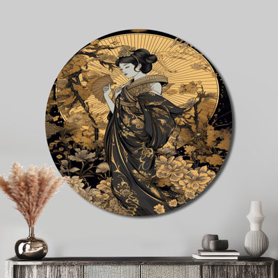 Femme japonaise élégante I - mode ronde, art en métal