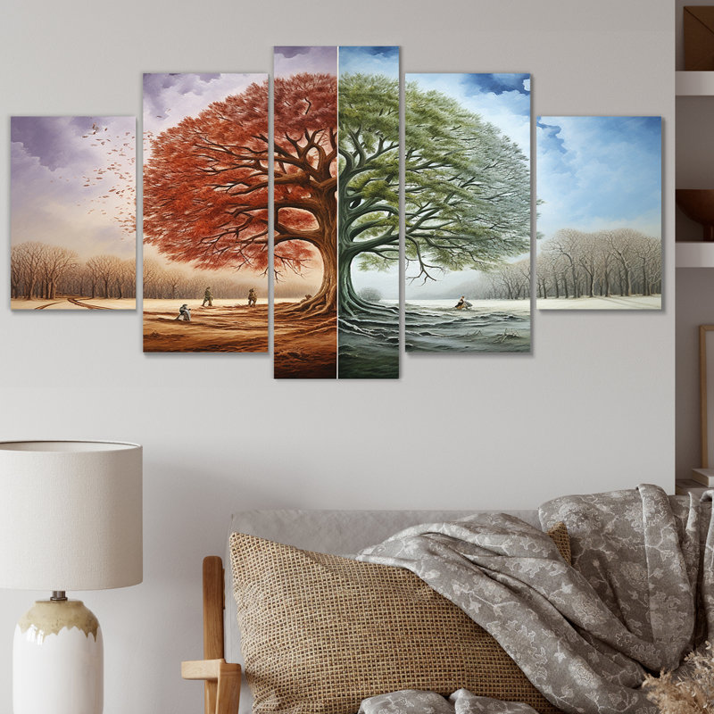 Tree Of Life All Seasons - Landscape Trees Wall Art Print - 5 Panels