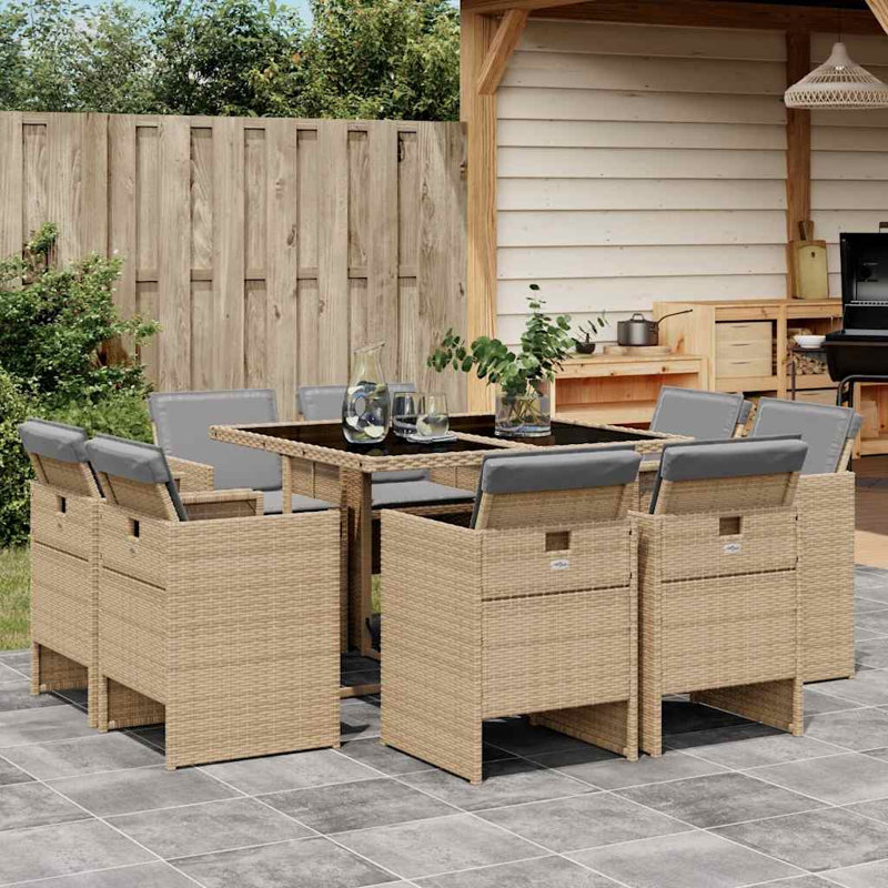 Patio Dining Set with, Mix Beige, Grey