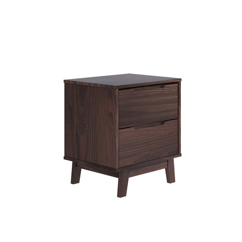 Jerred 2 - Drawer Solid Wood Nightstand, Dark Walnut, Individual
