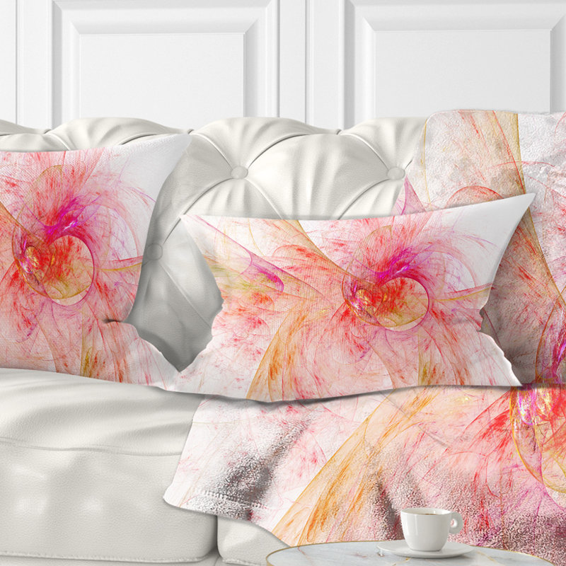 Pink Fractal Abstract - Coussin décoratif imprimé abstrait, 12 po x 20 po, Rectangulaire