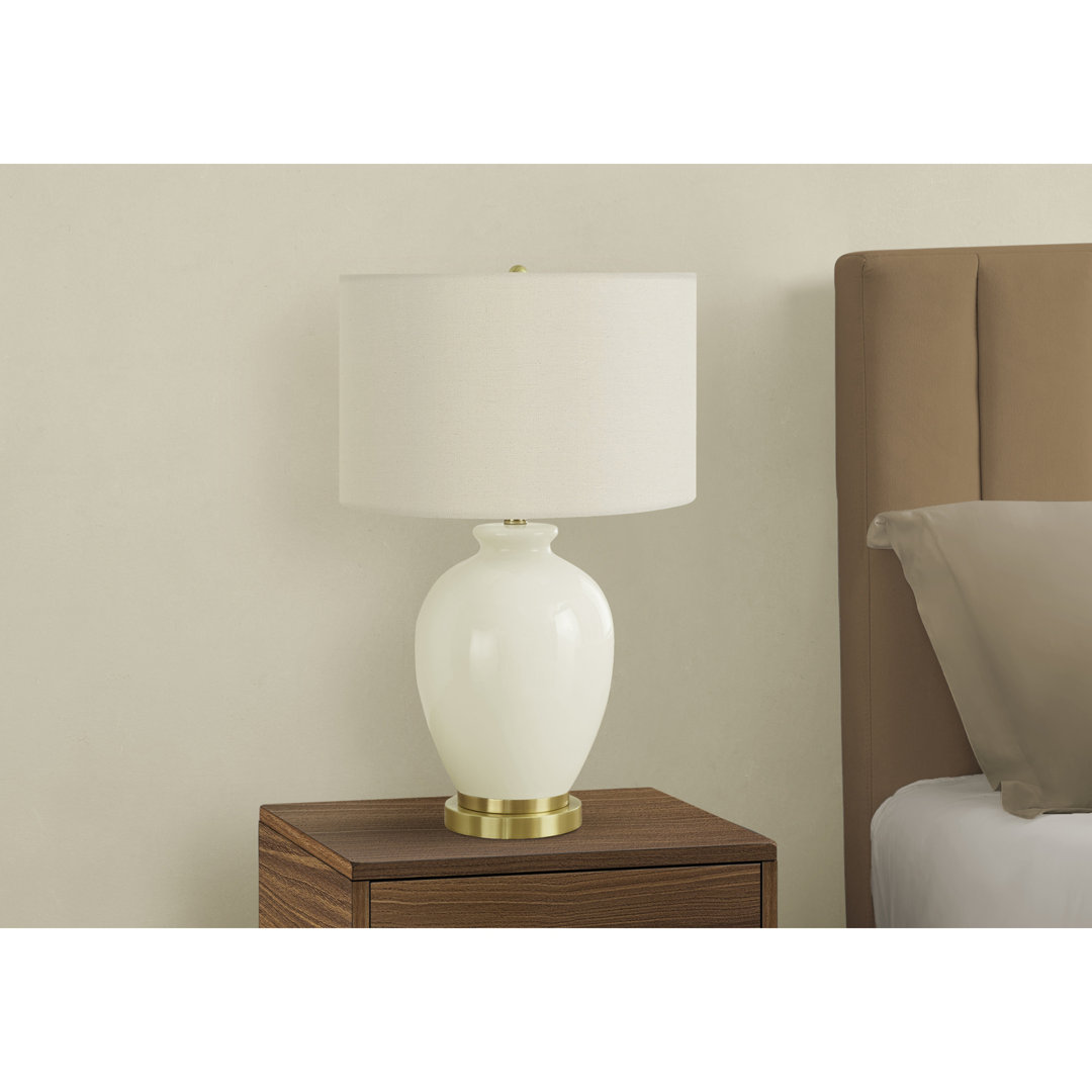 Lighting, 26"H, Table Lamp, Green Ceramic, Ivory / Cream Shade, Contemporary Mercer41