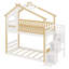Lit superposé peu encombrant, lit maison avec garde-corps et rangement