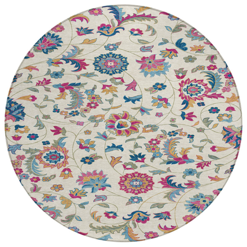 Machine Washable Indoor/Outdoor Chayden ACN1006 Rug, Round 8'