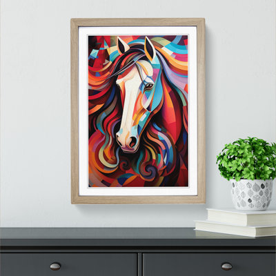 Shire Horse Futurism - Single Picture Frame Print on Wood