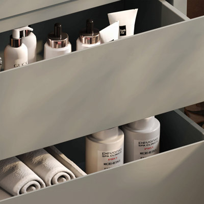 Ensemble de meuble-lavabo double 60 po, armoire de salle de bain avec deux lavabos en céramique séparés, tiroirs pleine extension et glissières de tiroir encastrées à fermeture en douceur