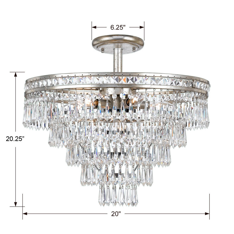 Dapo Semi Flush Mount, Olde Silver